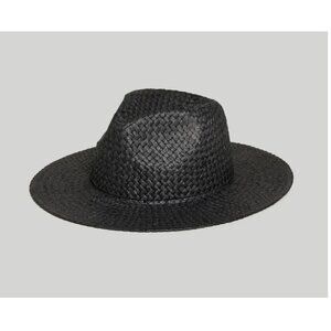 Madewell Black Woven Straw Fedora Hat